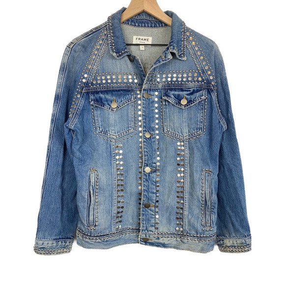 Frame Denim Le Studded Oversized Jean Jacket - Size S - Picture 5 of 14